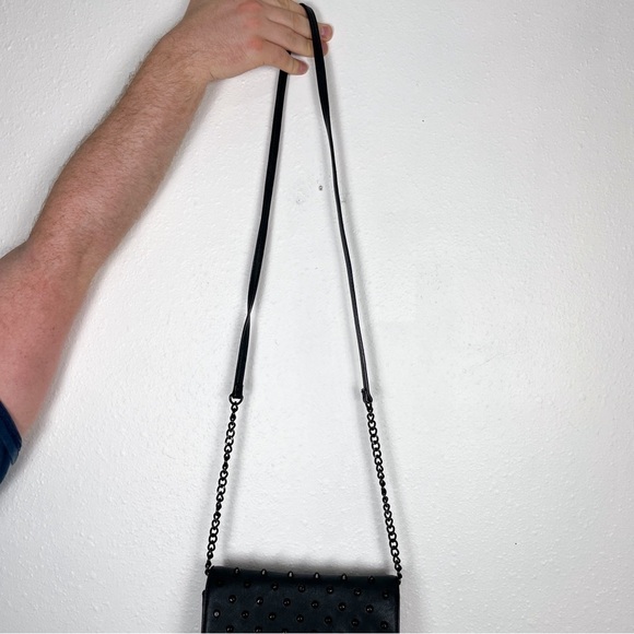 Gianni Binni black studded crossbody/ clutch purse with polka dot interior - Picture 6 of 13